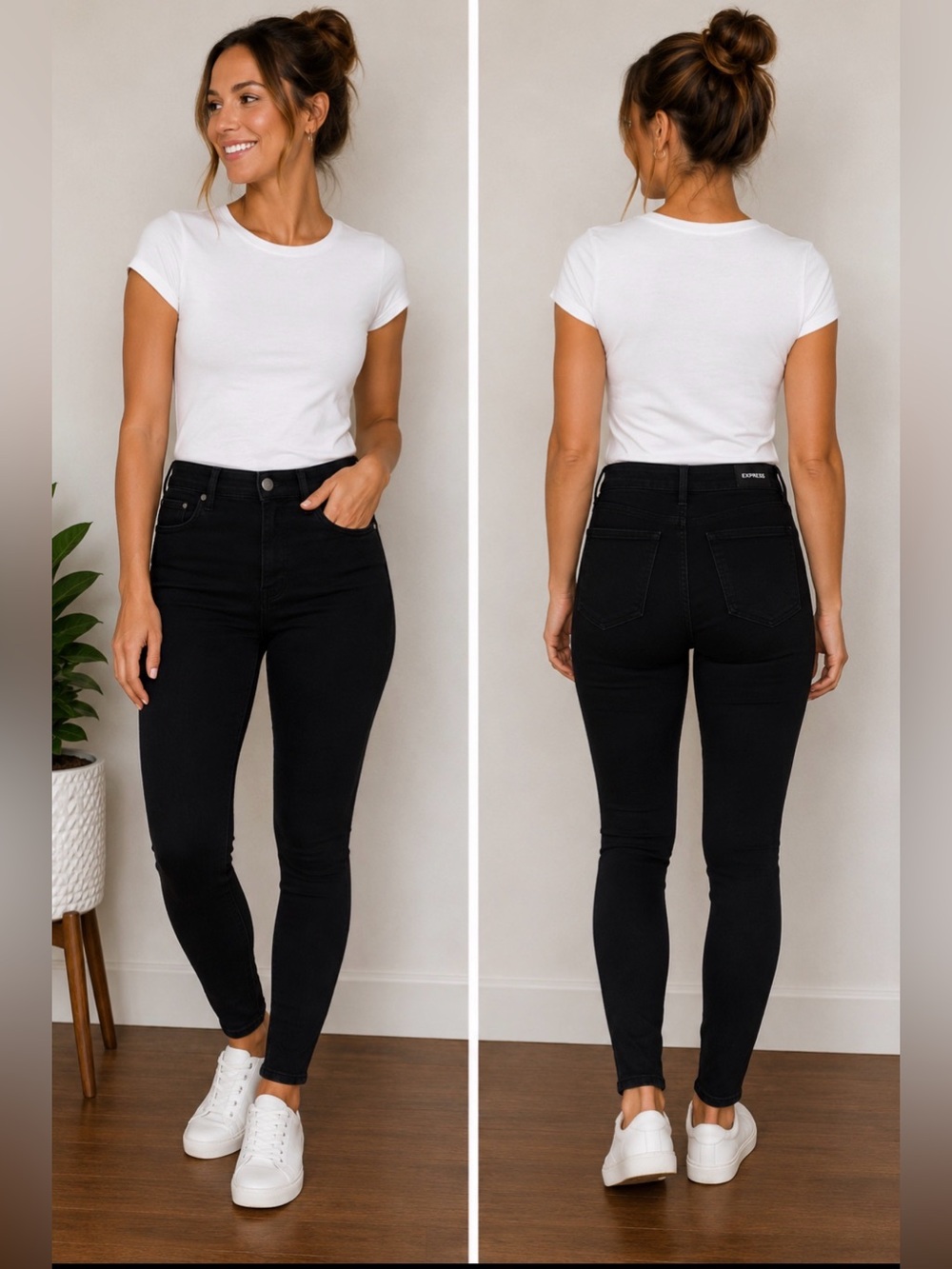 EXPRESS Black Hyper Stretch High Rise Skinny Jeans Women’s Size S Short NWOT